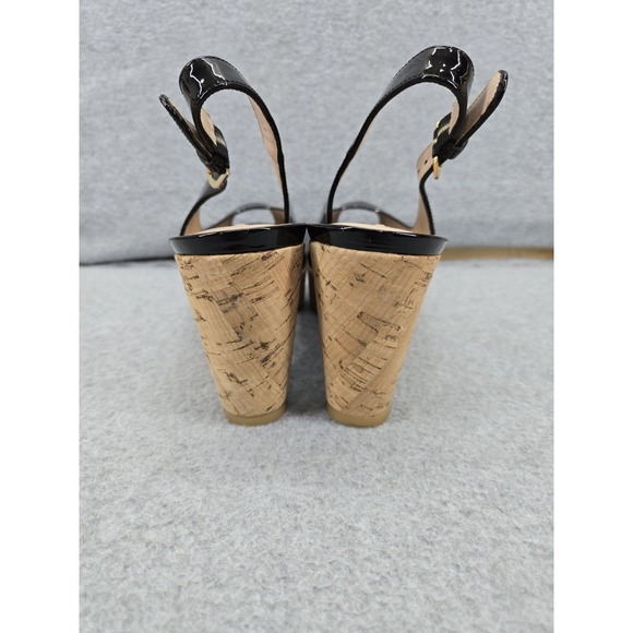 STUART WETIZMAN Riviera Jean Patent Leather Wedges Size 8 Women Black Wedge 3.5" - Picture 5 of 8